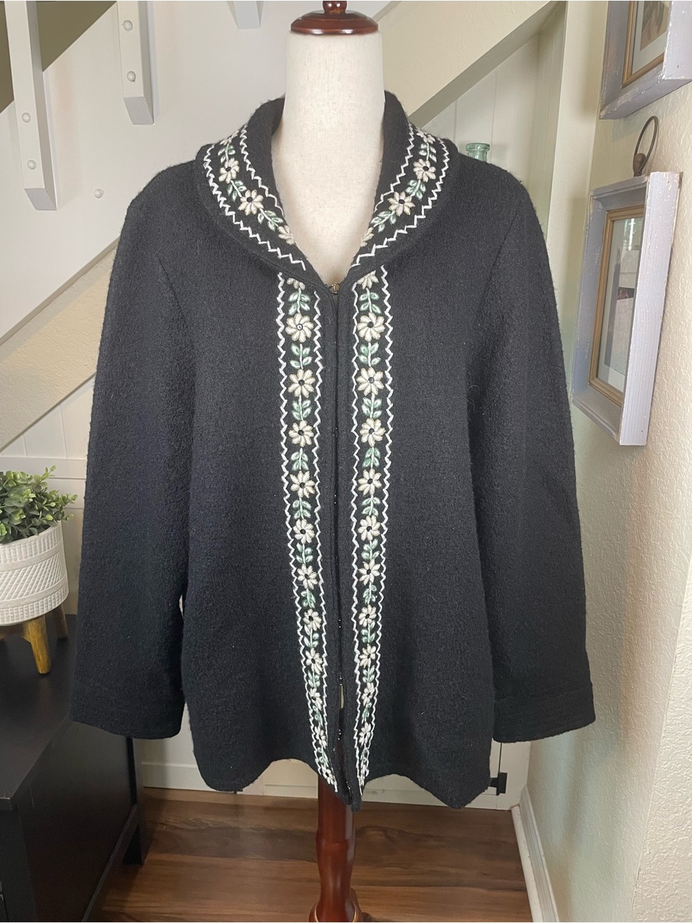 Vintage A. Giannetti Boiled Wool Embroidered Jacket Plus 3X Sequined Floral